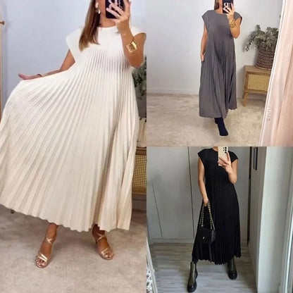 Elegant Sleeveless Pleated Summer Dress