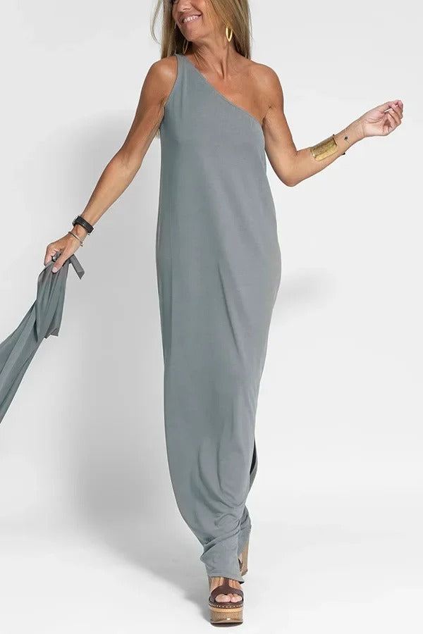 Elegant Asymmetrical Neckline Party Dress