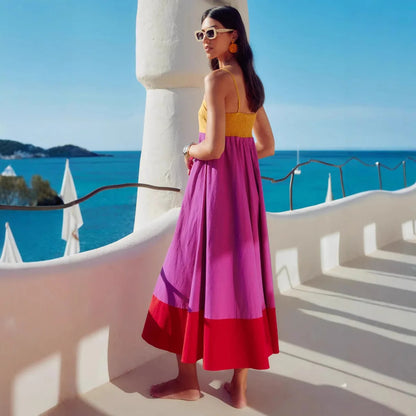 Seaside Glow Colorblock Suspender Dress