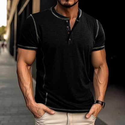 Men's Color Block Henley Shirt