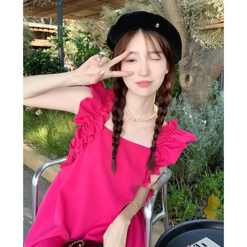 French Collar Sleeveless Slim Dress