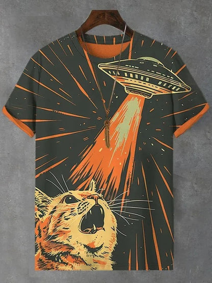 Funny Cat Print Men's T Shirt