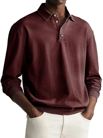 Men’s Long Sleeve Business Casual Cotton Polo