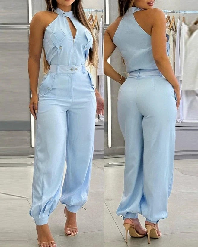Chic Sleeveless Cargo Two-Piece Set