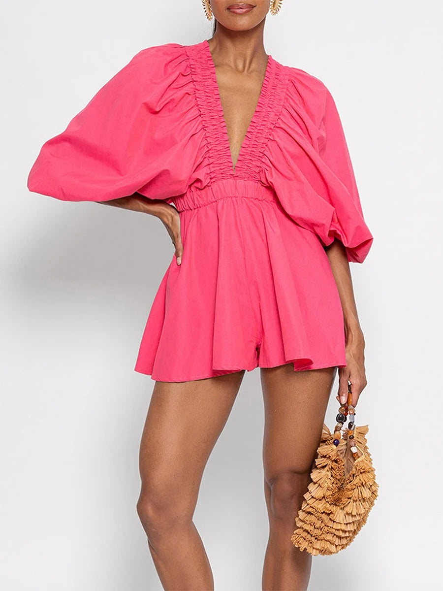 Plaid Charm V-Neck Summer Romper