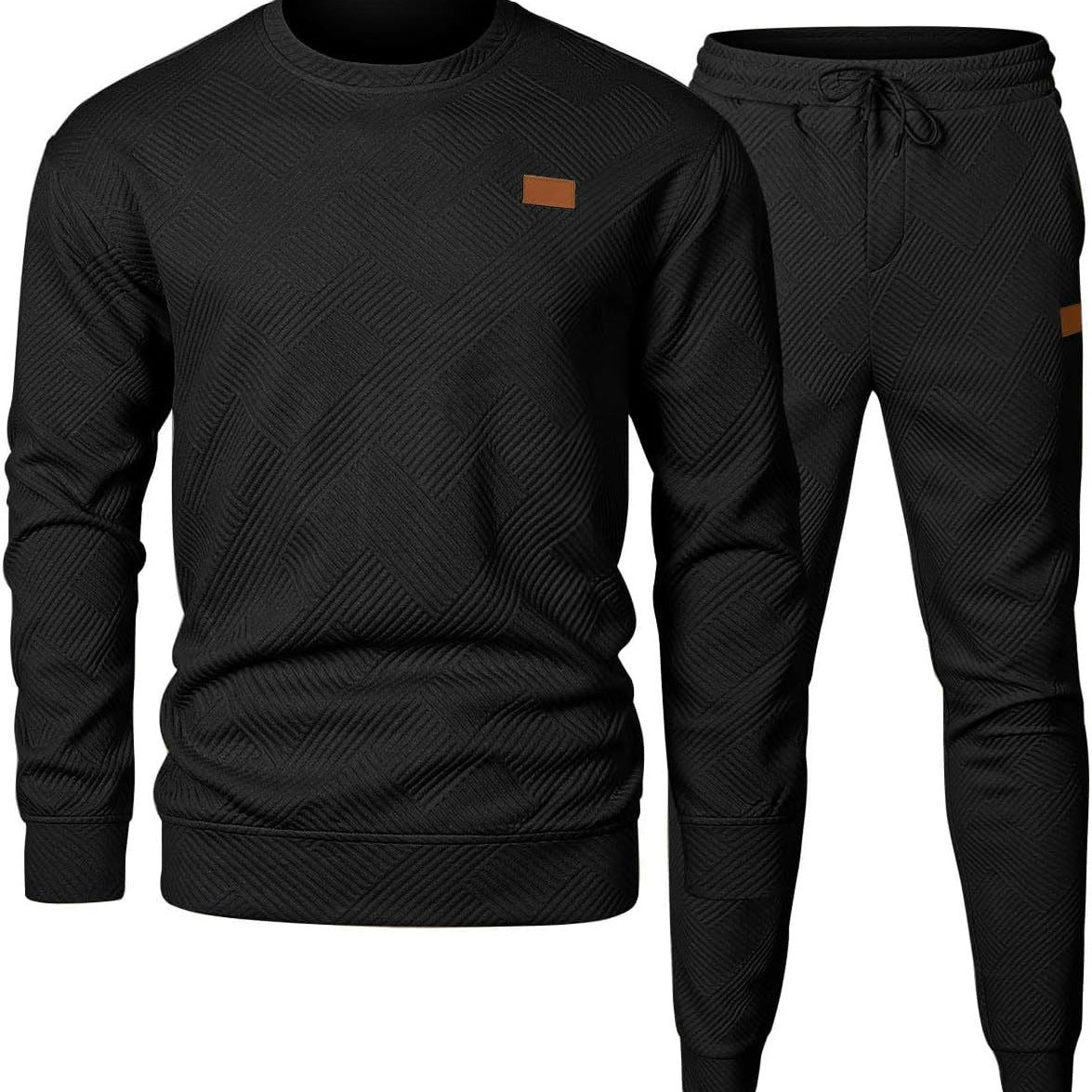 Men Round Neck Jacquard Sweater Set
