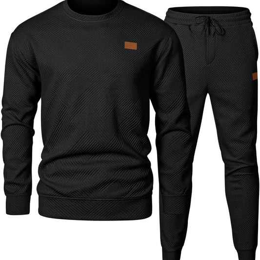 Men Round Neck Jacquard Sweater Set