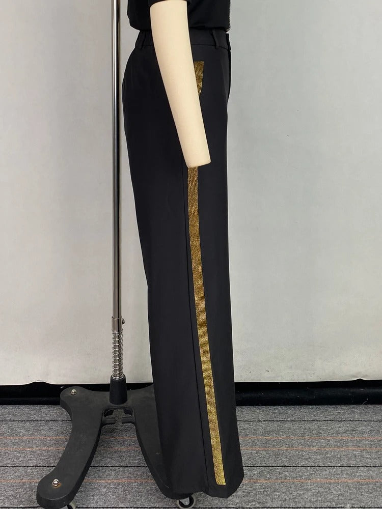 Glam Glint High-Waist Trousers