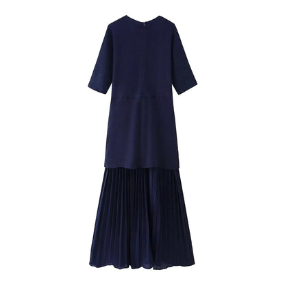 Elegant Pleated Tulle Patchwork Dress