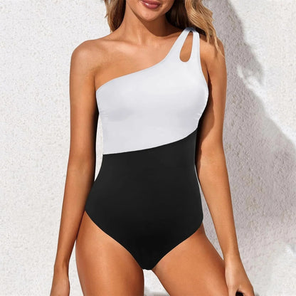 Sleek Hollow Out One Shoulder Swimsuit