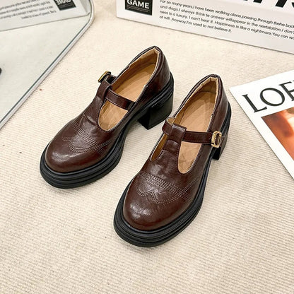 British Style Chunky Heel Mary Janes