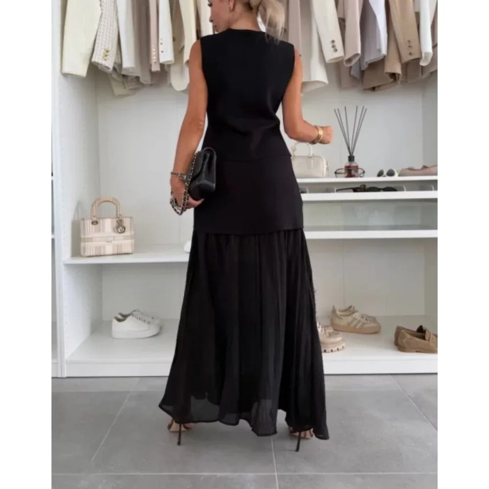 Elegant Chiffon Two-Piece Skirt Set