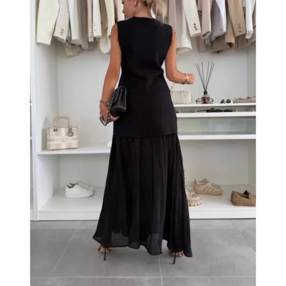 Elegant Chiffon Two-Piece Skirt Set