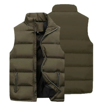 Men's Solid Cotton Padded Stand Collar Jacket