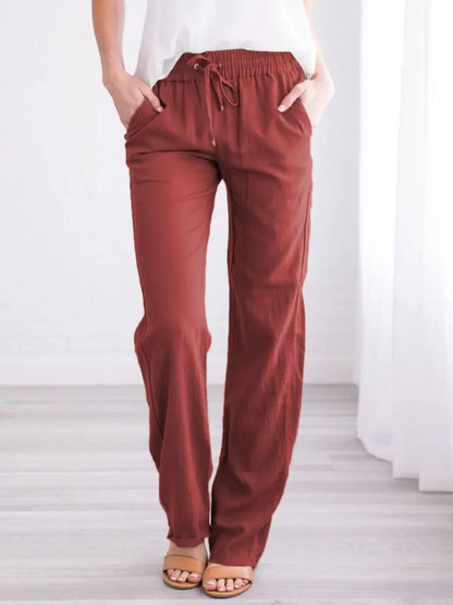 Cotton Linen Drawstring Loose Pants