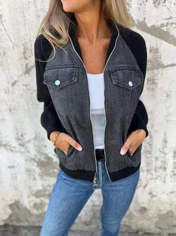 Cozy Patchwork Woolen Zip Jacket