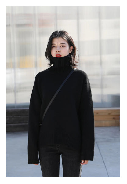 Women's Loose-Fit Turtleneck Knit Sweater