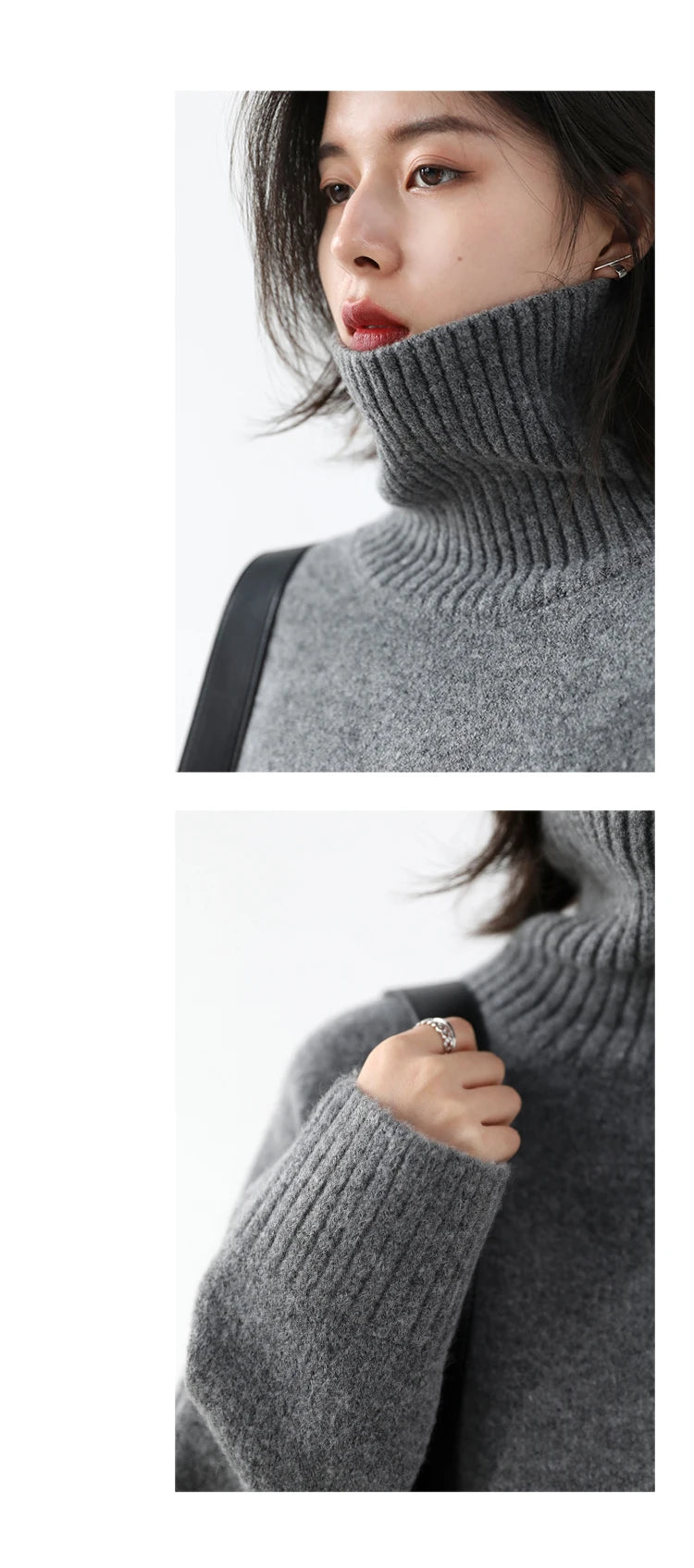 Women's Loose-Fit Turtleneck Knit Sweater