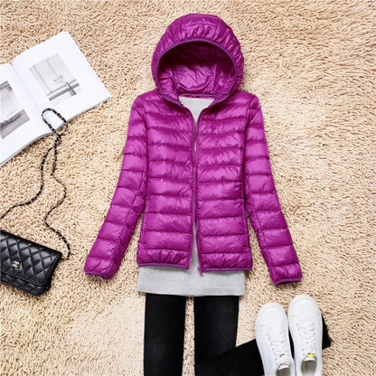 Women's Lightweight Hooded Duck Down Puffer Jacket