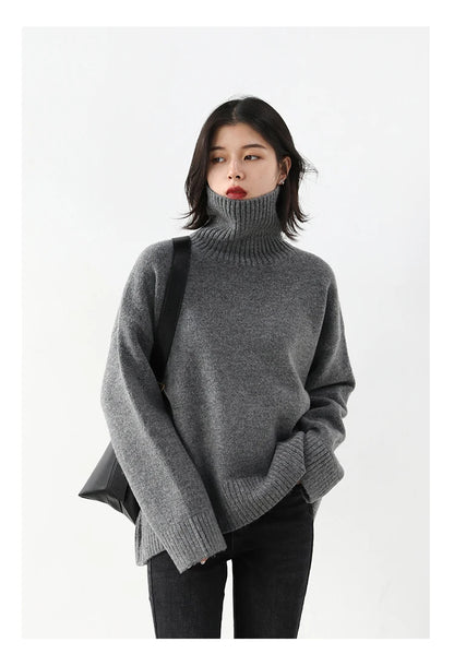 Women's Loose-Fit Turtleneck Knit Sweater