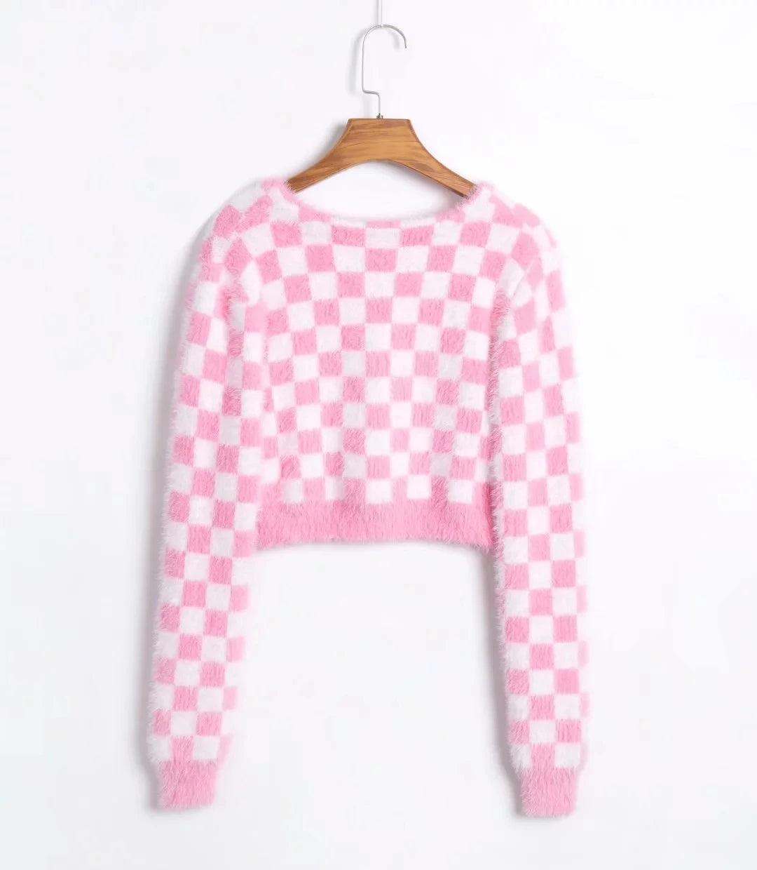 Rose Whisper V-Neck Plaid Cardigan