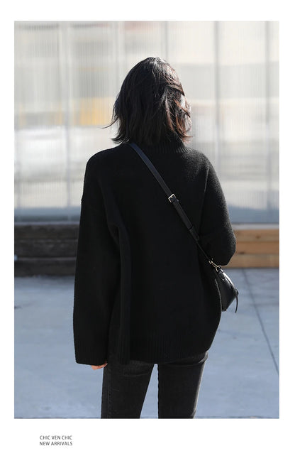Women's Loose-Fit Turtleneck Knit Sweater