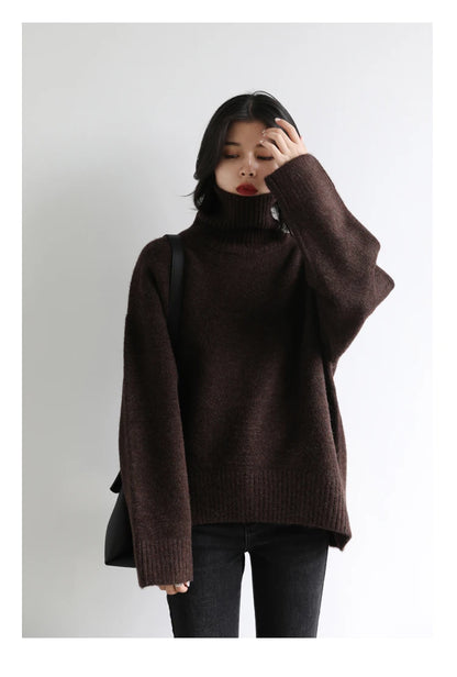 Women's Loose-Fit Turtleneck Knit Sweater