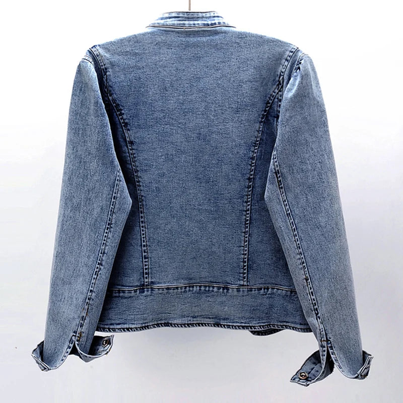Embroidered Denim Bomber Jacket