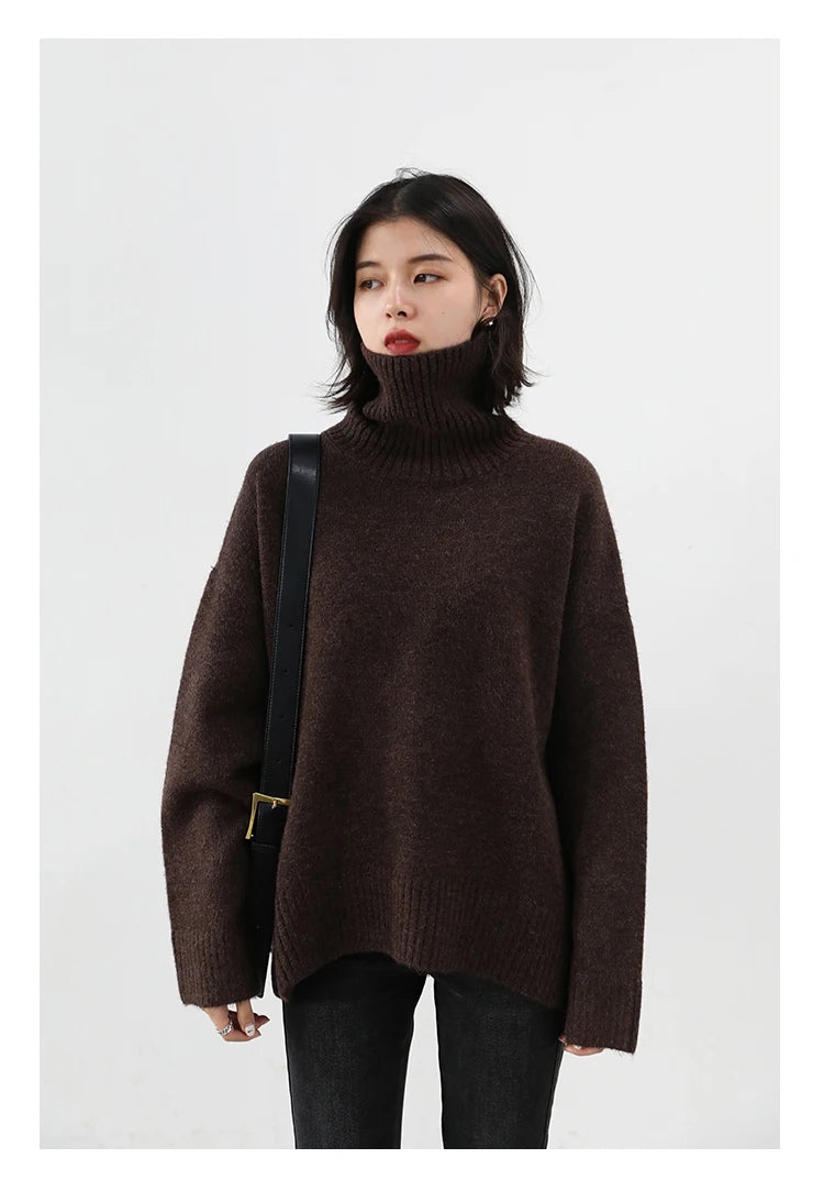 Women's Loose-Fit Turtleneck Knit Sweater