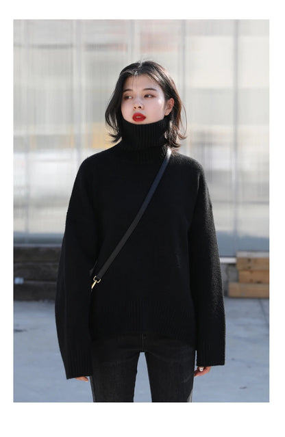Women's Loose-Fit Turtleneck Knit Sweater