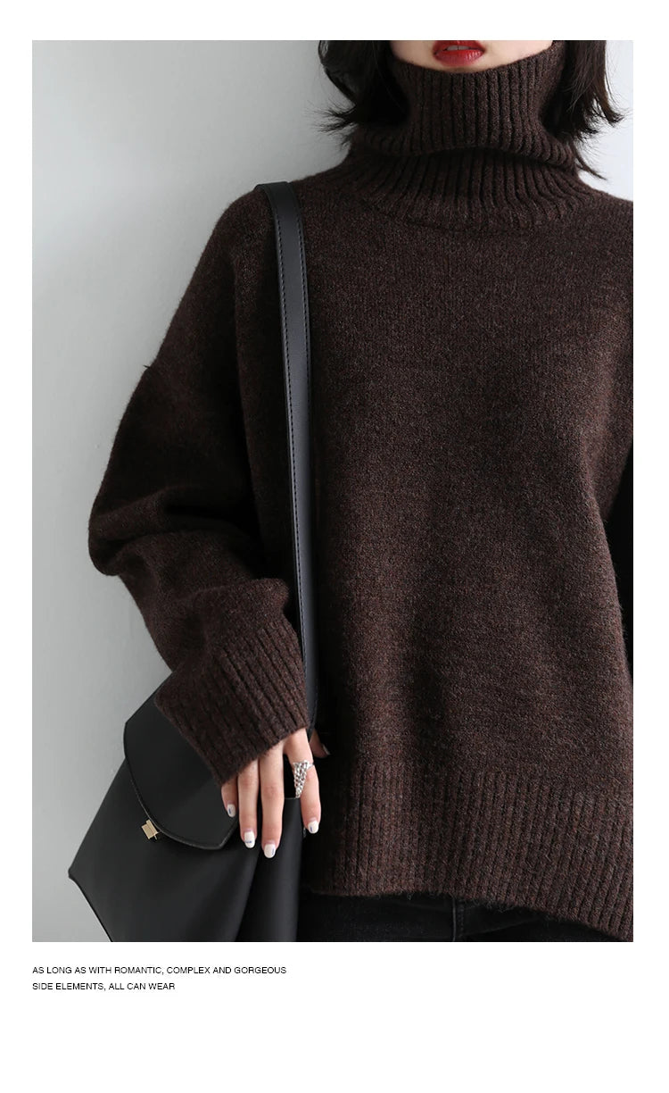 Women's Loose-Fit Turtleneck Knit Sweater