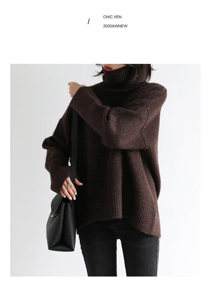Women's Loose-Fit Turtleneck Knit Sweater