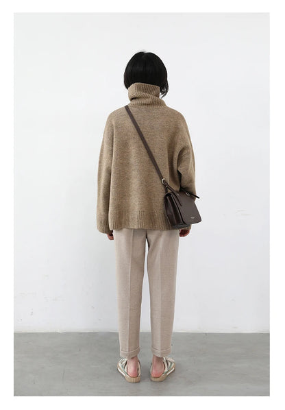 Women's Loose-Fit Turtleneck Knit Sweater