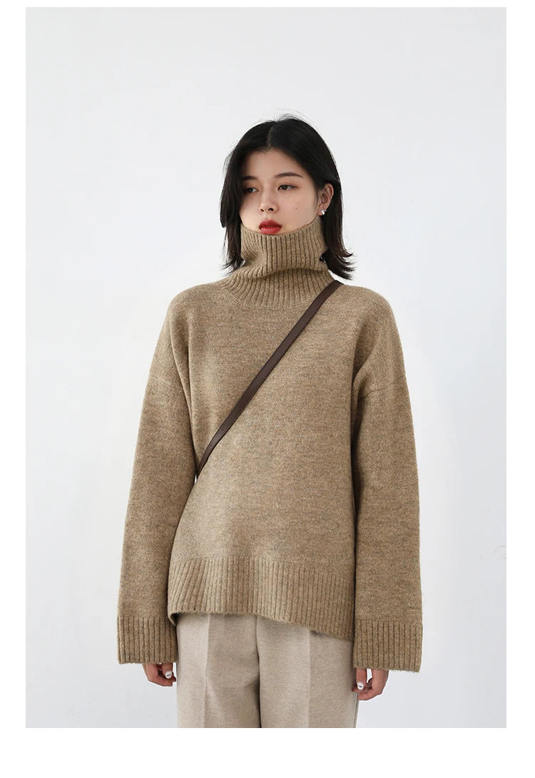 Women's Loose-Fit Turtleneck Knit Sweater