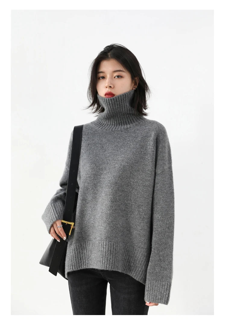 Women's Loose-Fit Turtleneck Knit Sweater