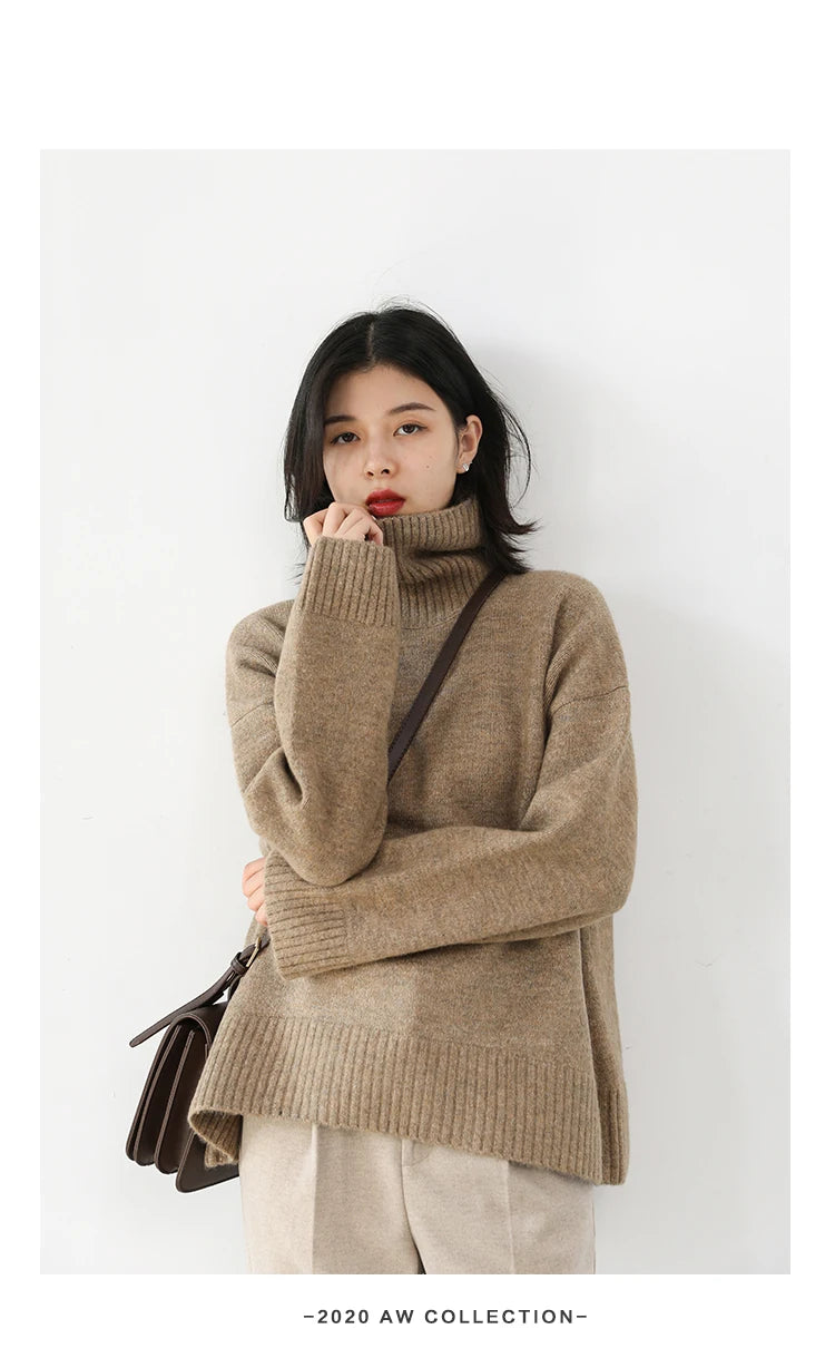 Women's Loose-Fit Turtleneck Knit Sweater