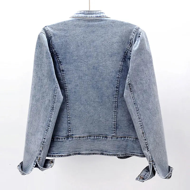 Embroidered Denim Bomber Jacket