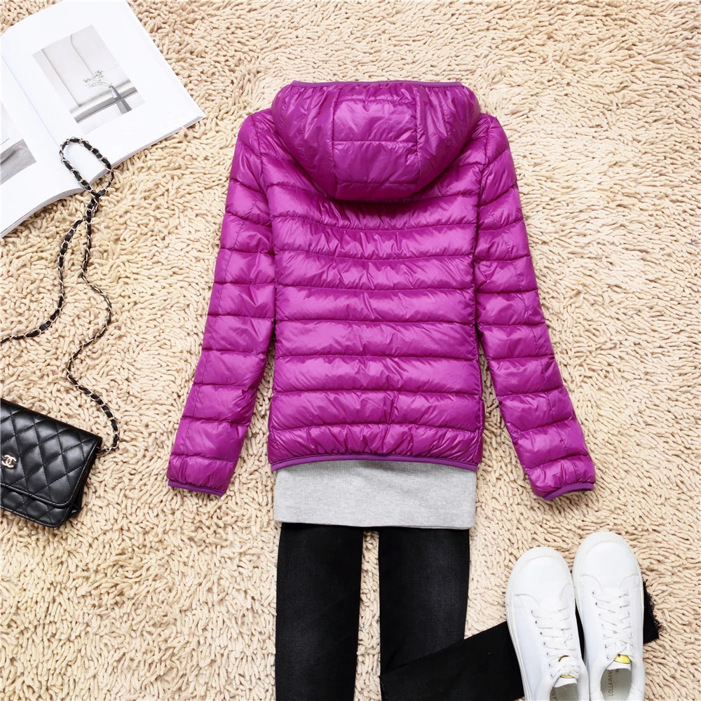 Women's Lightweight Hooded Duck Down Puffer Jacket