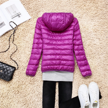 Women's Lightweight Hooded Duck Down Puffer Jacket