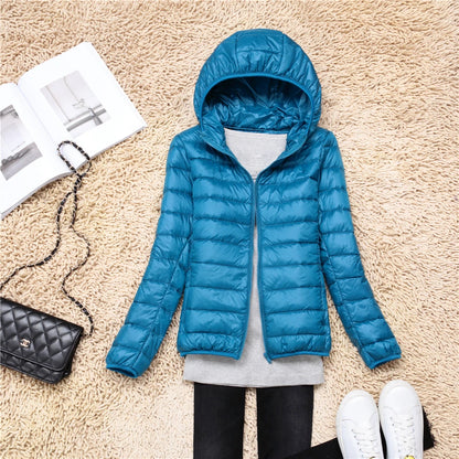 Women's Lightweight Hooded Duck Down Puffer Jacket