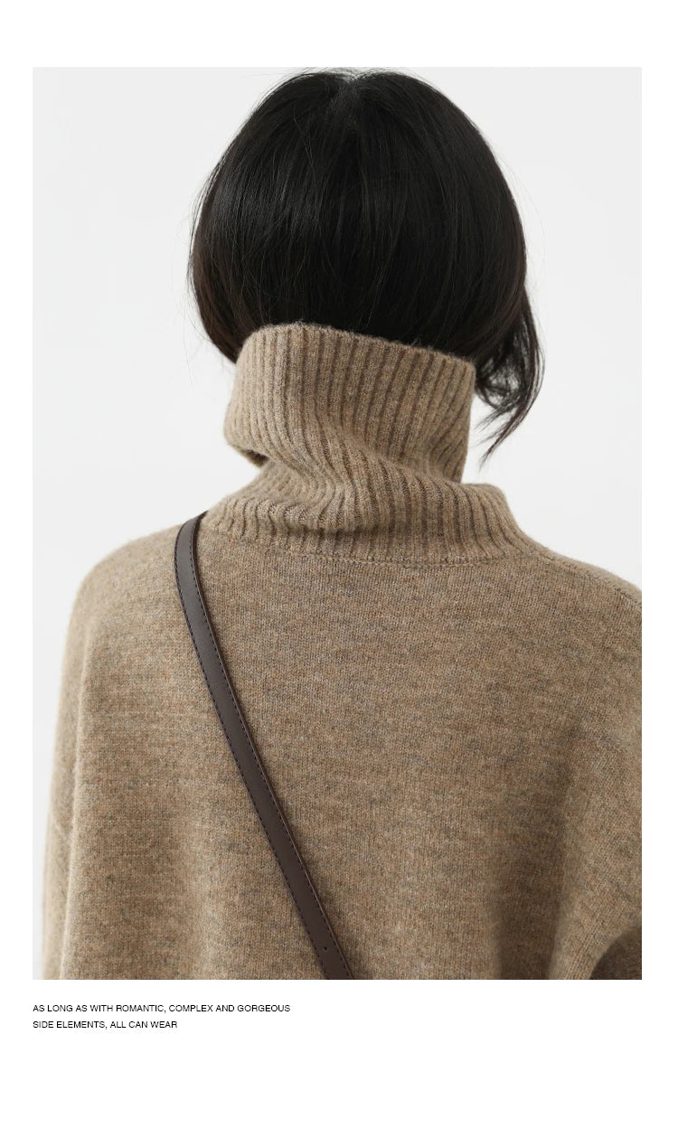 Women's Loose-Fit Turtleneck Knit Sweater