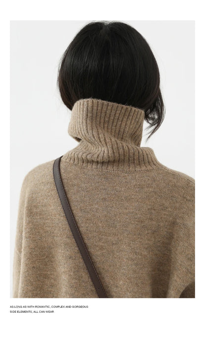 Women's Loose-Fit Turtleneck Knit Sweater