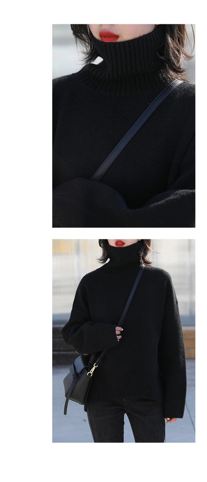 Women's Loose-Fit Turtleneck Knit Sweater