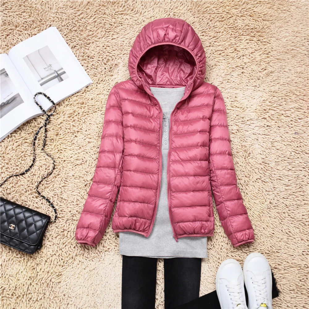 Women's Lightweight Hooded Duck Down Puffer Jacket