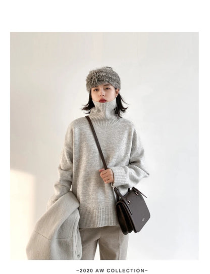 Women's Loose-Fit Turtleneck Knit Sweater