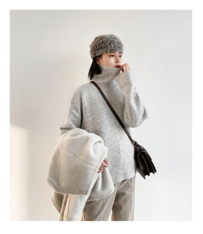 Women's Loose-Fit Turtleneck Knit Sweater