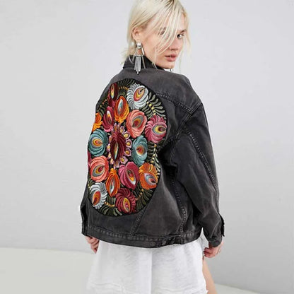 Boho Bloom Embroidered Denim Jacket