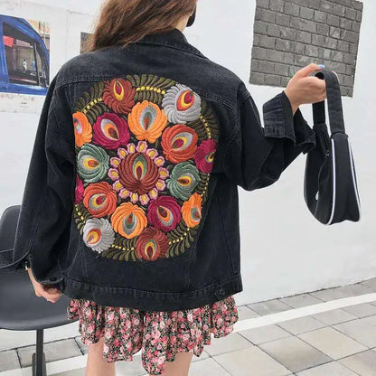 Boho Bloom Embroidered Denim Jacket