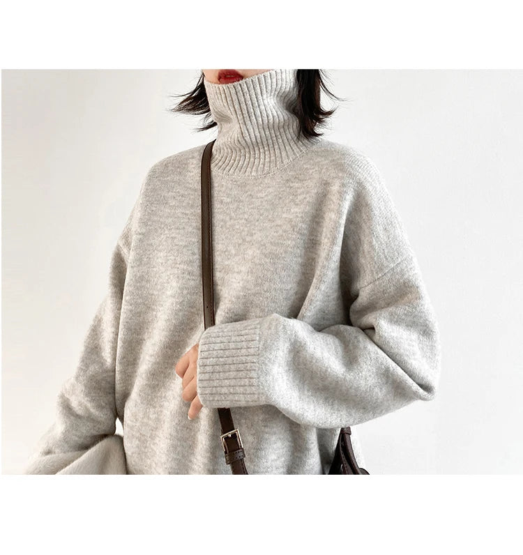 Women's Loose-Fit Turtleneck Knit Sweater