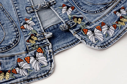 Embroidered Denim Bomber Jacket